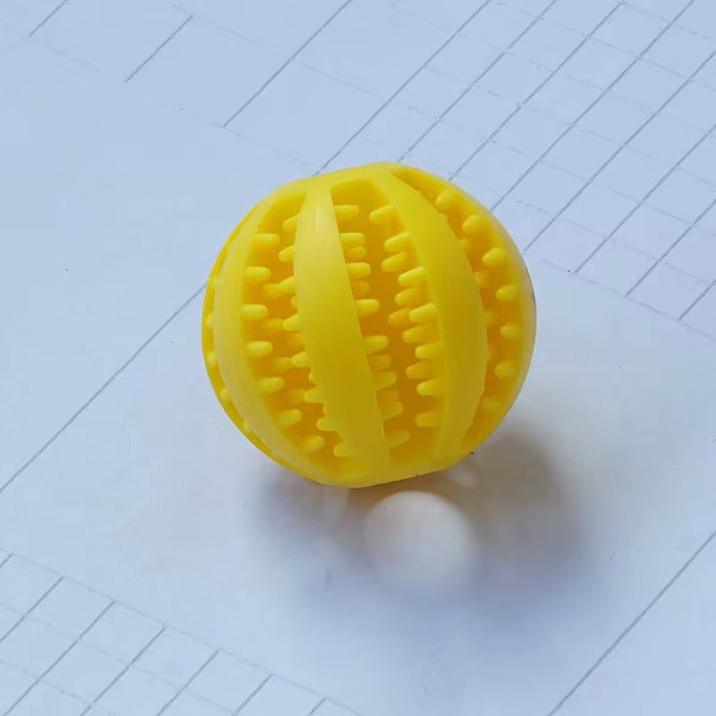 Yellow Natural Rubber Dog Puzzle Toy Ball