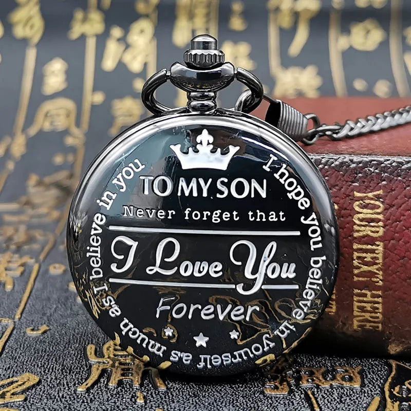 Best Gift Quartz Pocket Watch Chain To My Son Necklace Fob Watches Men Children's Day Kids Boy Gift Present Reloj De Bolsillo