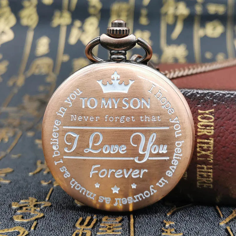 Best Gift Quartz Pocket Watch Chain To My Son Necklace Fob Watches Men Children's Day Kids Boy Gift Present Reloj De Bolsillo