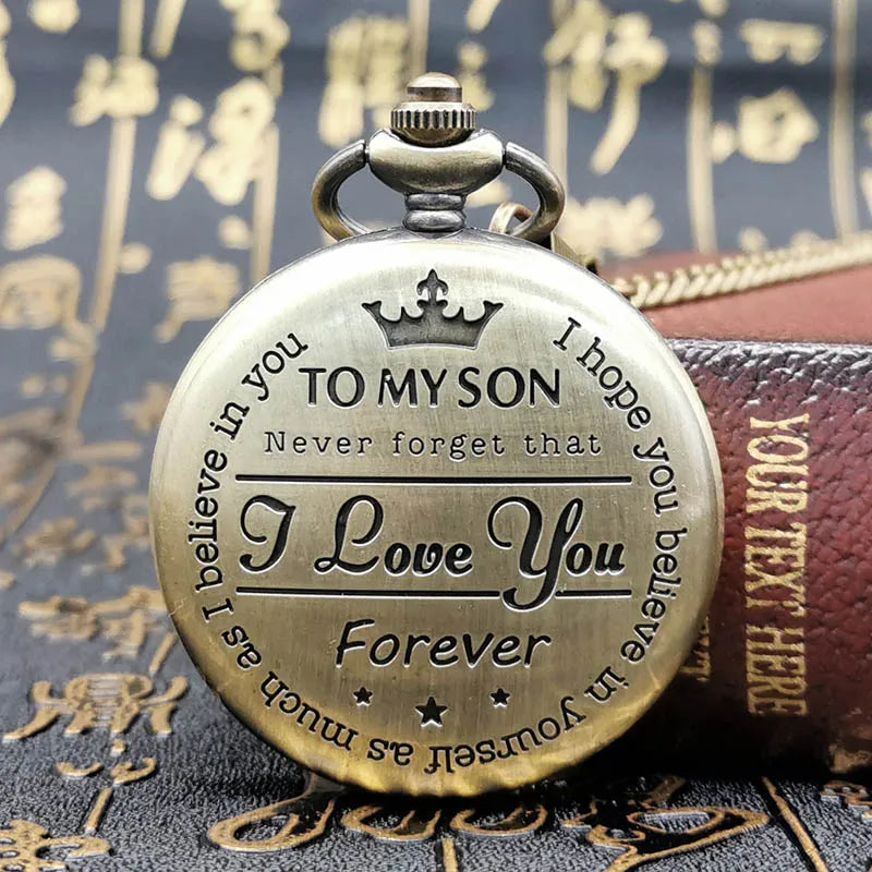 Best Gift Quartz Pocket Watch Chain To My Son Necklace Fob Watches Men Children's Day Kids Boy Gift Present Reloj De Bolsillo