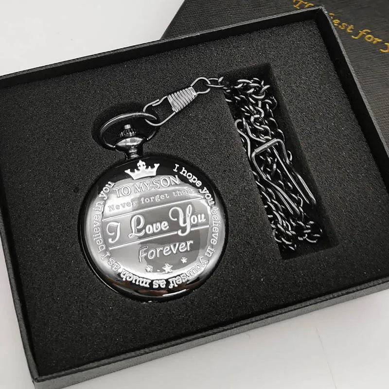 Best Gift Quartz Pocket Watch Chain To My Son Necklace Fob Watches Men Children's Day Kids Boy Gift Present Reloj De Bolsillo