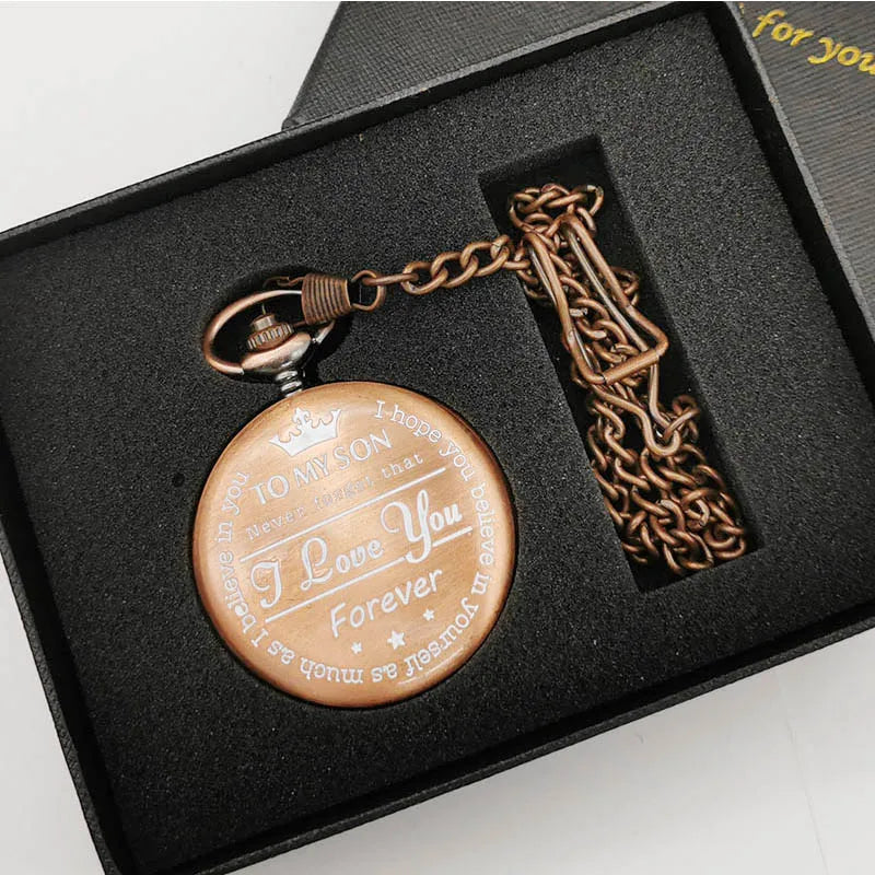 Best Gift Quartz Pocket Watch Chain To My Son Necklace Fob Watches Men Children's Day Kids Boy Gift Present Reloj De Bolsillo