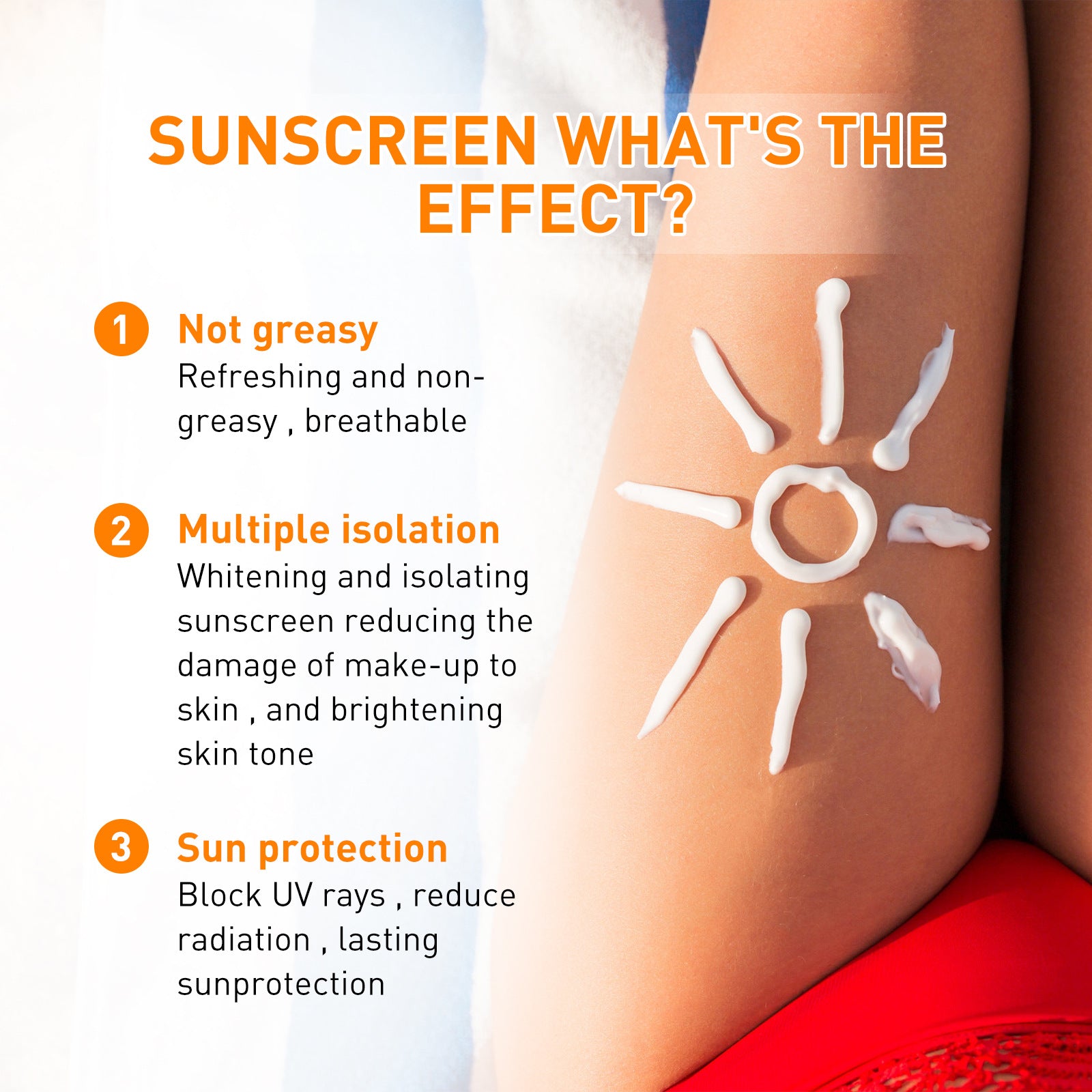 SPF 50+ Sunscreen Lotion Cream Long-Lasting Sun Protection Lightweight Non-Greasy Sun Block Prevent Sunburn Face Body Skin Care