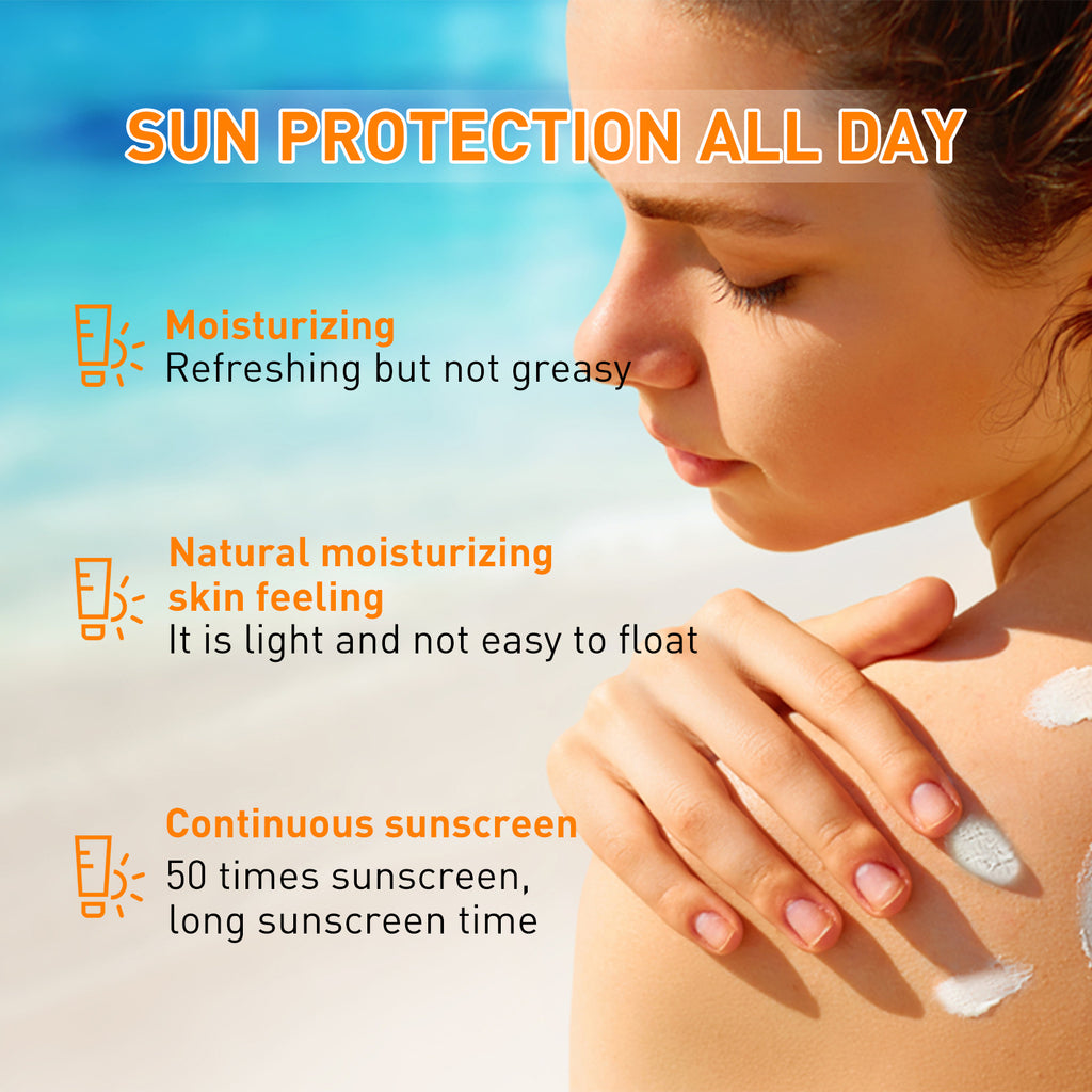 SPF 50+ Sunscreen Lotion Cream Long-Lasting Sun Protection Lightweight Non-Greasy Sun Block Prevent Sunburn Face Body Skin Care