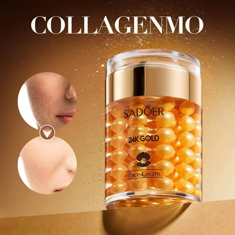 SADOER 24K Gold Collagen Face Cream Pearl Moisturizing Brightening Hydrating Firming Facial Cream Skin Care
