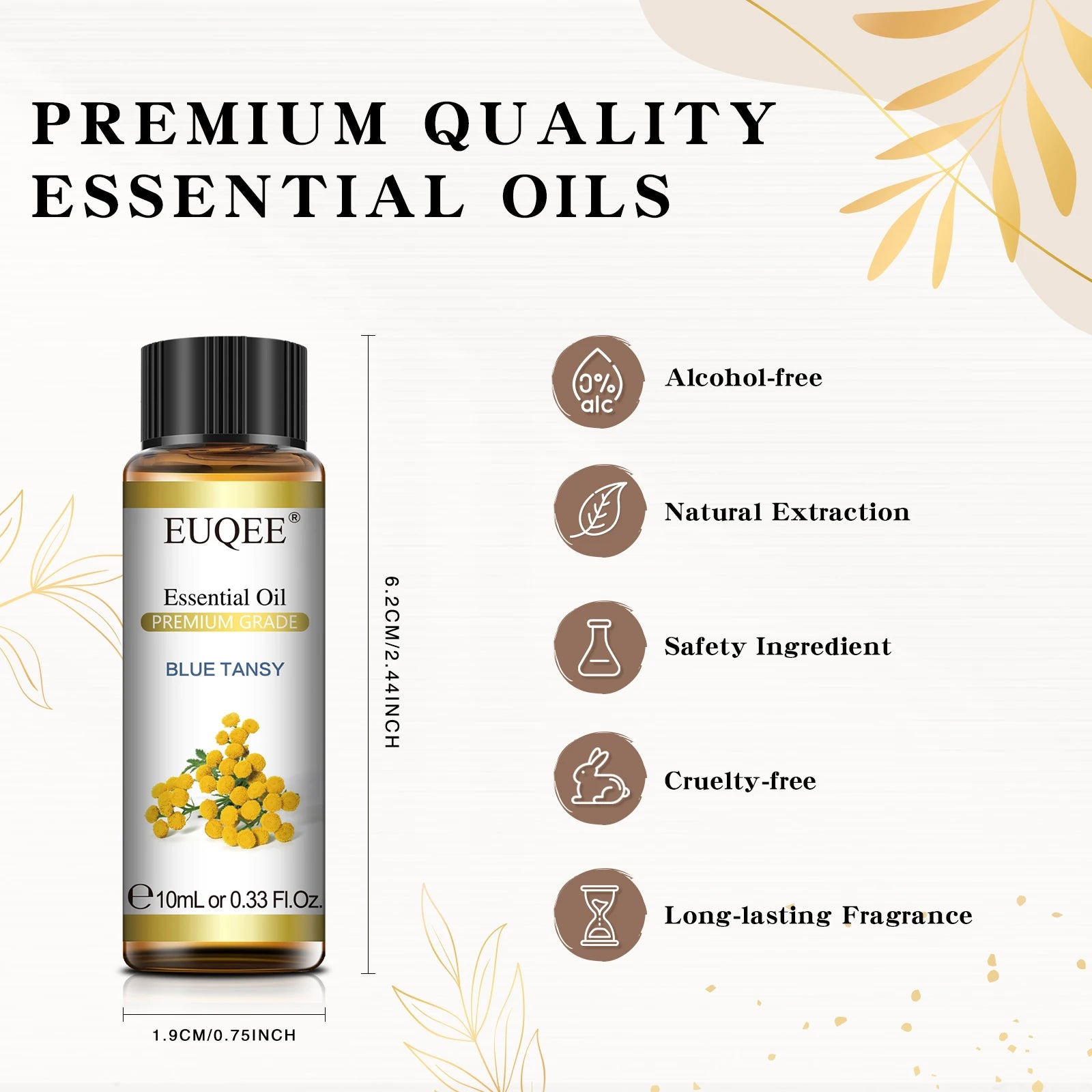 EUQEE 10ml Pure Natural Essential Oil Blue Tansy Cardamom Lime Palo Santo Honeysuckle Eucalyptus Patchouli Citronella Aroma Oil