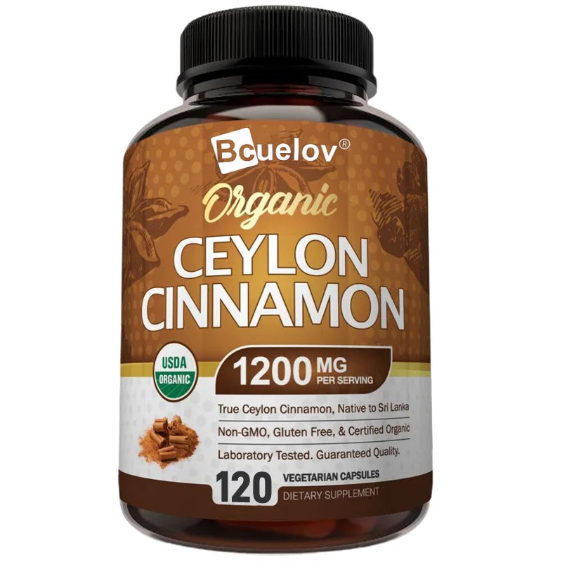 Natural Ceylon Cinnamon Capsules Nutritional Supplement - Joints, Bones, Anti-Inflammatory Support, Antioxidants