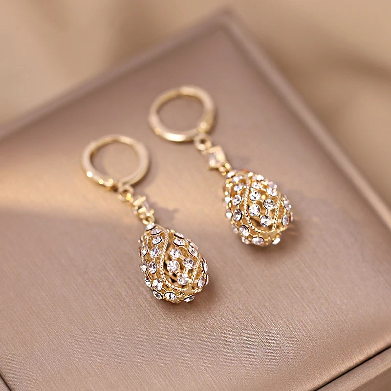 Fashion Gold Color Round Earrings for Women Trendy Geometric Wedding Engagement Romantic Earrings Party Girls Classic Jewelry