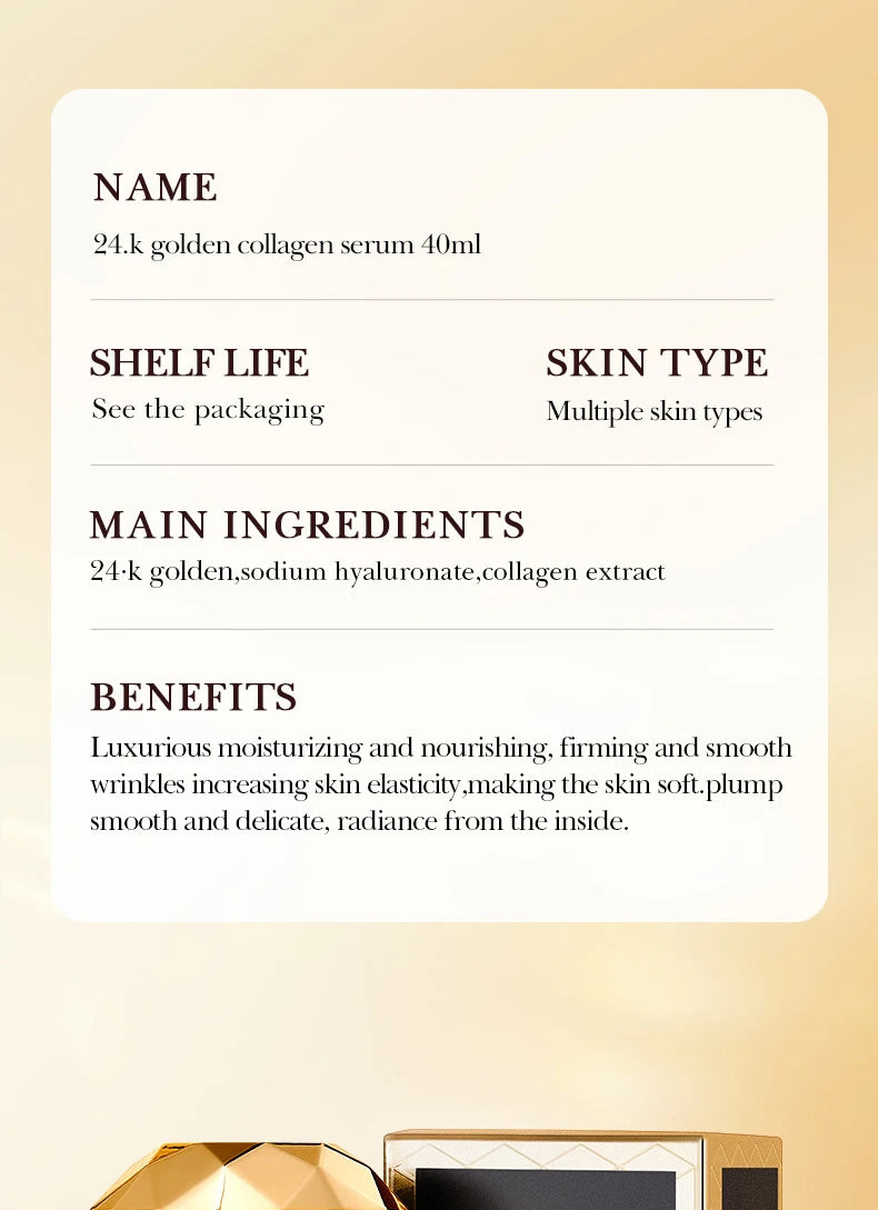 SADOER 24K Golden Collagen Serum for face Moisturizing Anti Wrinkles Hydrating Anti-aging Facial Essence Skin Care Products