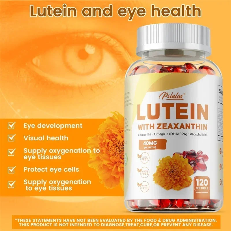 Lutein and Zeaxanthin Capsules, 40mg Per Serving | Essential Eye Vitamins & Vision Health Dietary Supplement