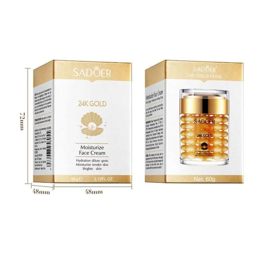 SADOER 24K Gold Collagen Face Cream Pearl Moisturizing Brightening Hydrating Firming Facial Cream Skin Care