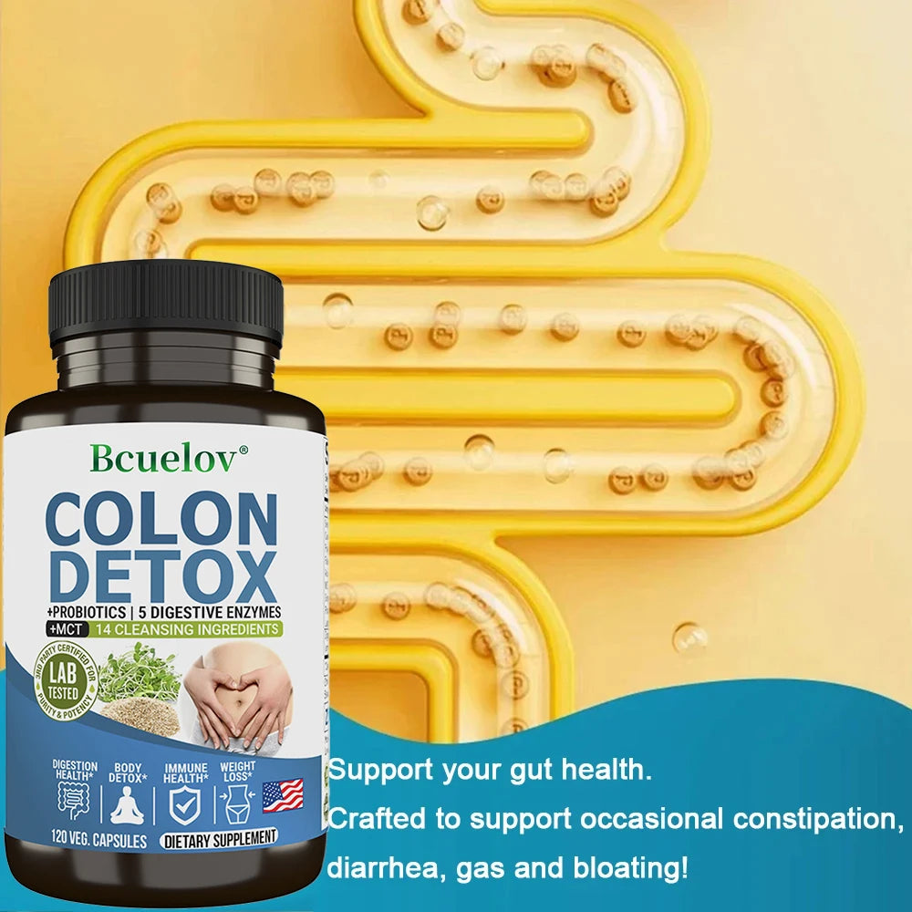 Colon Cleanser Detox Supplement - Bowel Cleansing & Probiotics - Natural Digestion, Constipation & Bowel Relief, Bowel Health