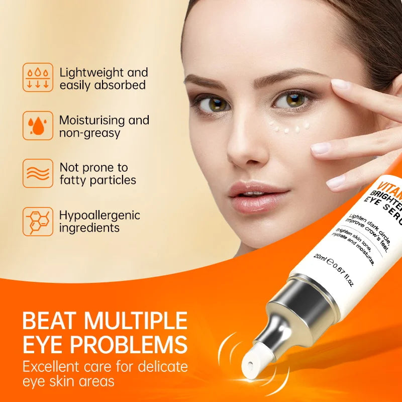 JoyPretty Vitamin C Eye Cream Anti Dark Circles Eye Bag Firmness Moisturizing Whitening Massager Wrinkle Eye Serum Beauty Health