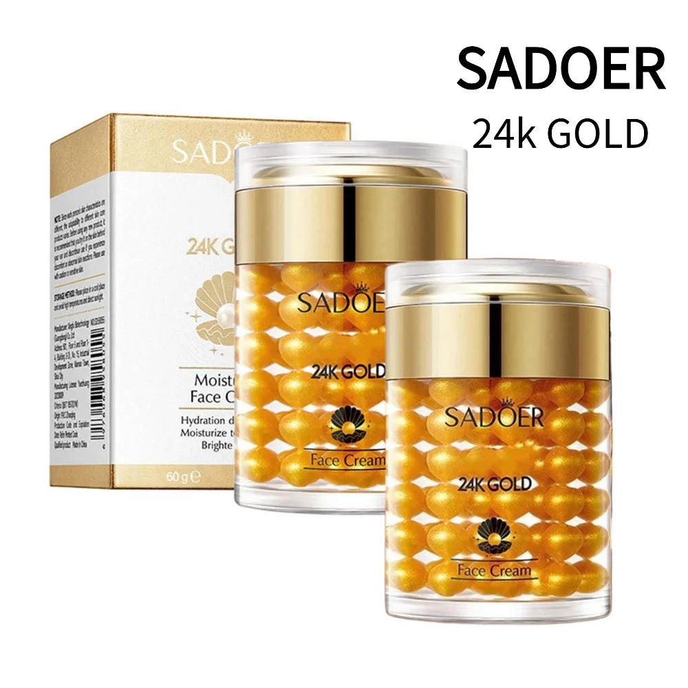 SADOER 24K Gold Collagen Face Cream Pearl Moisturizing Brightening Hydrating Firming Facial Cream Skin Care