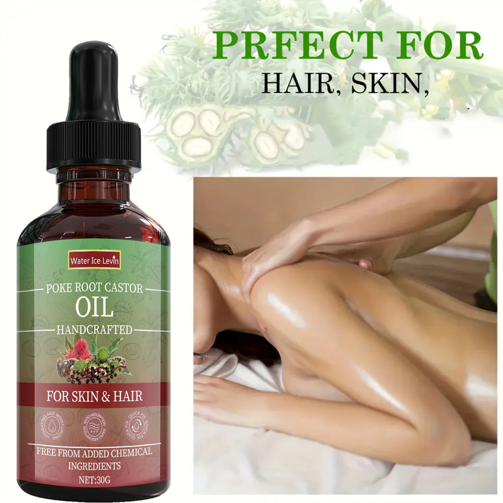 Poke Root Castor Oil for Skin & Hair - Natural Handcrafted Blend, Deep Moisture, Winter Nourishment, Chemical-Free Formula
