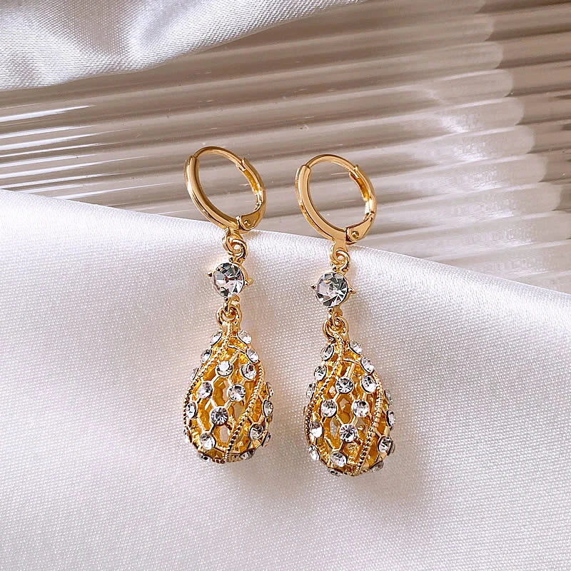 Fashion Gold Color Round Earrings for Women Trendy Geometric Wedding Engagement Romantic Earrings Party Girls Classic Jewelry
