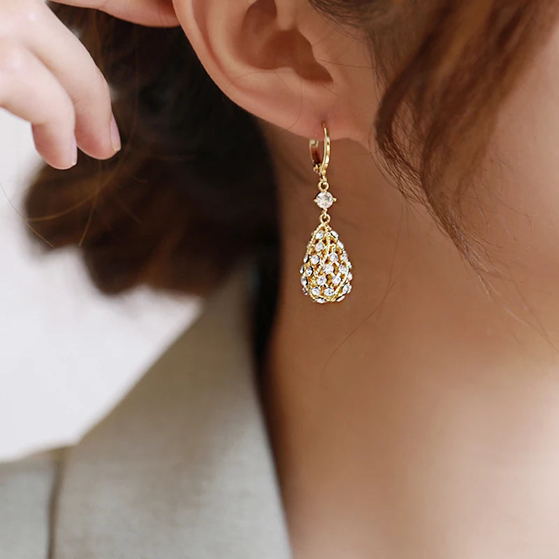 Fashion Gold Color Round Earrings for Women Trendy Geometric Wedding Engagement Romantic Earrings Party Girls Classic Jewelry