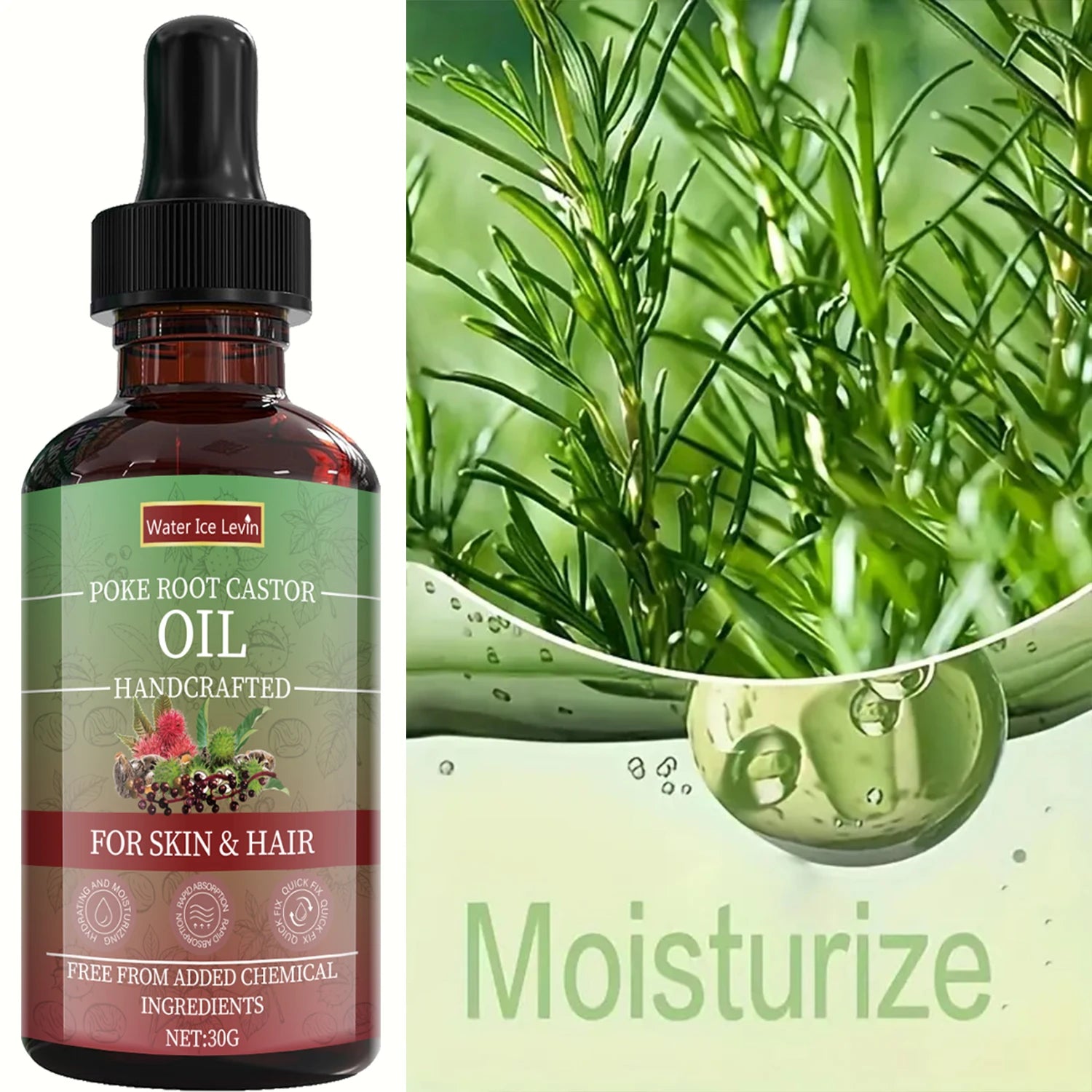 Poke Root Castor Oil for Skin & Hair - Natural Handcrafted Blend, Deep Moisture, Winter Nourishment, Chemical-Free Formula