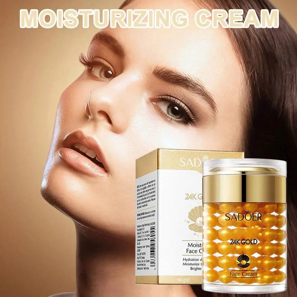 SADOER 24K Gold Collagen Face Cream Pearl Moisturizing Brightening Hydrating Firming Facial Cream Skin Care