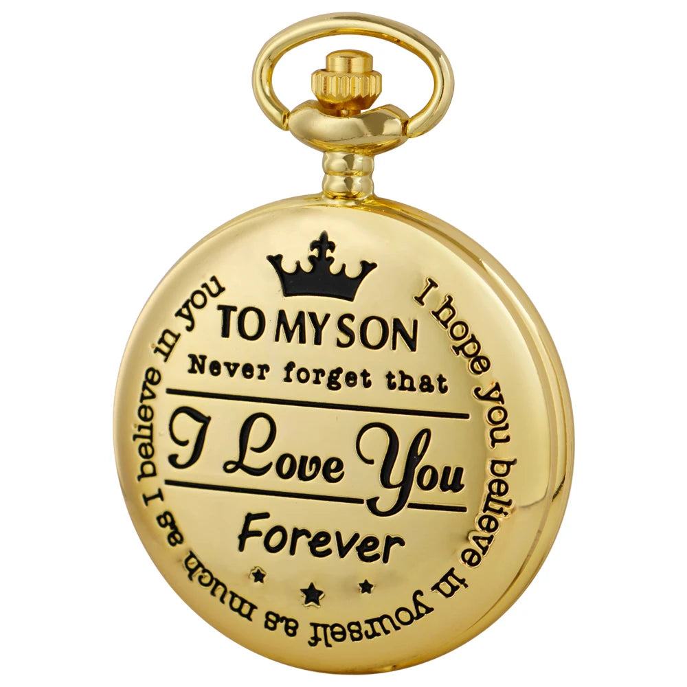 Best Gift Quartz Pocket Watch Chain To My Son Necklace Fob Watches Men Children's Day Kids Boy Gift Present Reloj De Bolsillo