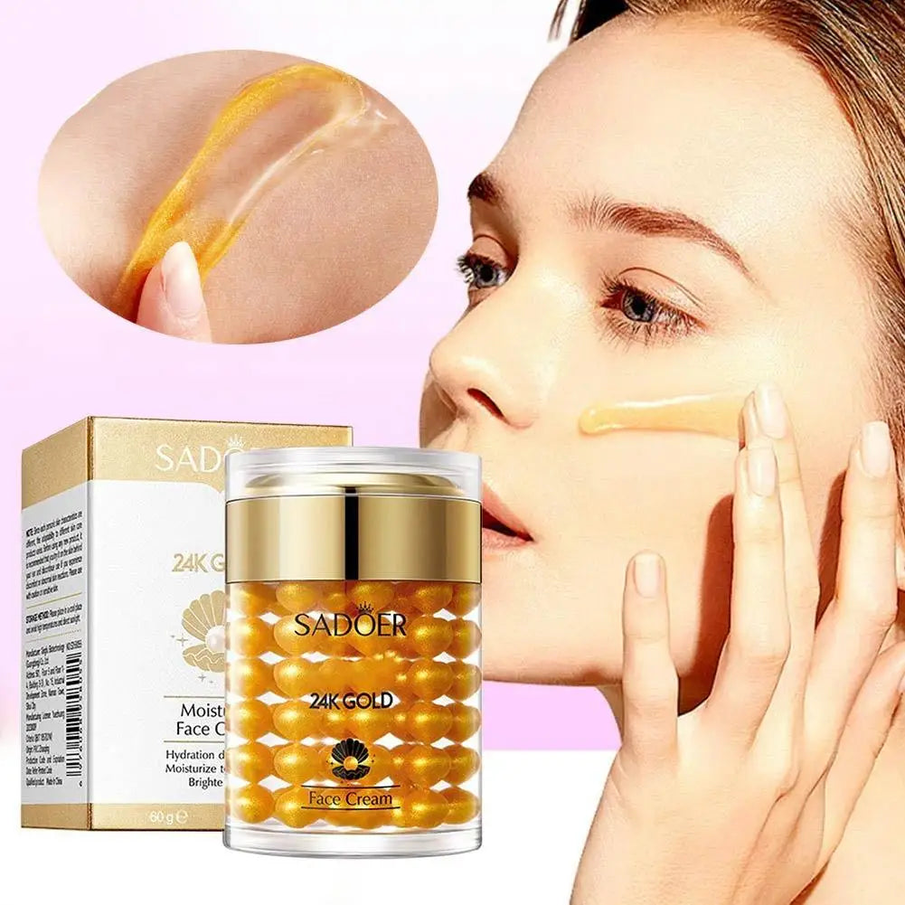 SADOER 24K Gold Collagen Face Cream Pearl Moisturizing Brightening Hydrating Firming Facial Cream Skin Care
