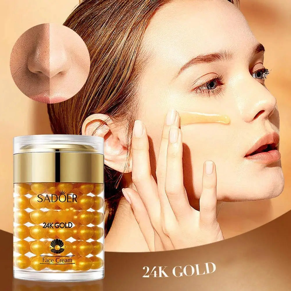 SADOER 24K Gold Collagen Face Cream Pearl Moisturizing Brightening Hydrating Firming Facial Cream Skin Care