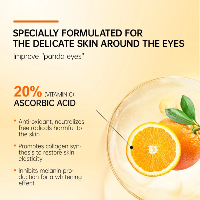 JoyPretty Vitamin C Eye Cream Anti Dark Circles Eye Bag Firmness Moisturizing Whitening Massager Wrinkle Eye Serum Beauty Health