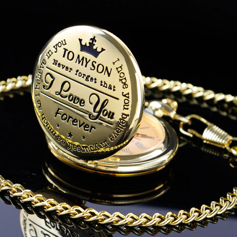 Best Gift Quartz Pocket Watch Chain To My Son Necklace Fob Watches Men Children's Day Kids Boy Gift Present Reloj De Bolsillo