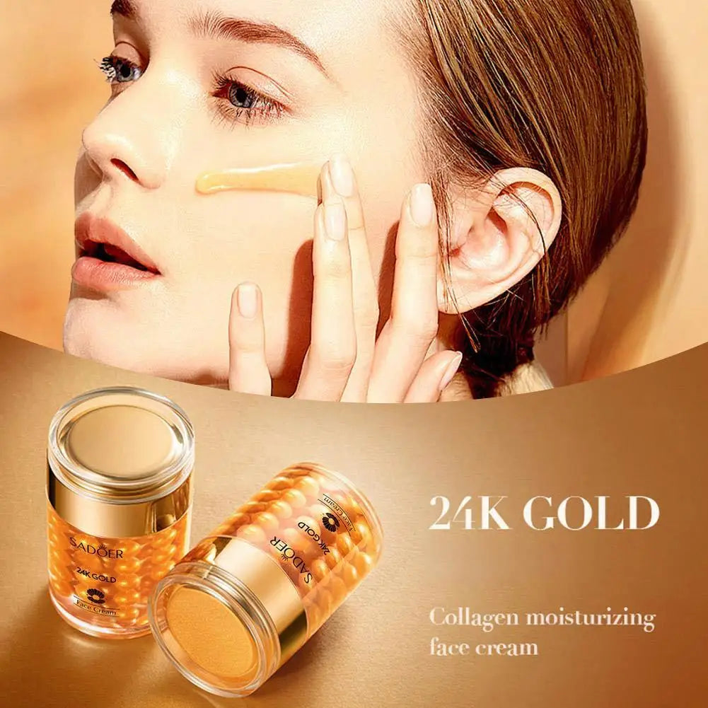 SADOER 24K Gold Collagen Face Cream Pearl Moisturizing Brightening Hydrating Firming Facial Cream Skin Care