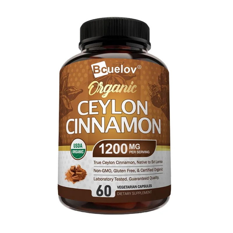 Natural Ceylon Cinnamon Capsules Nutritional Supplement - Joints, Bones, Anti-Inflammatory Support, Antioxidants