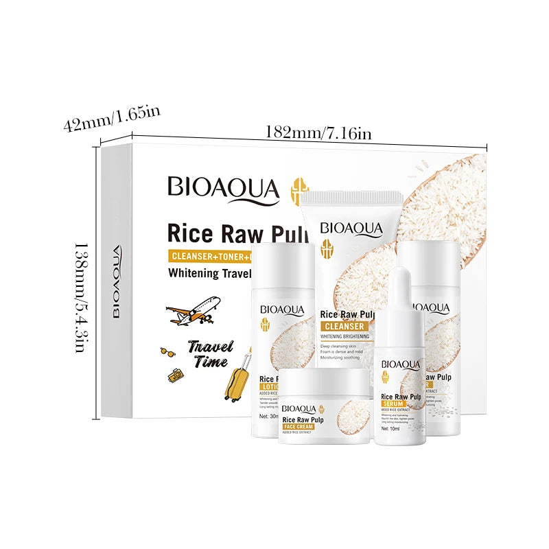 Rice Puree Skin Care Set & Soap Whitening Brighten Hydrating Moisturize  facial cleanser+toner+essence+lotion+cream skincare