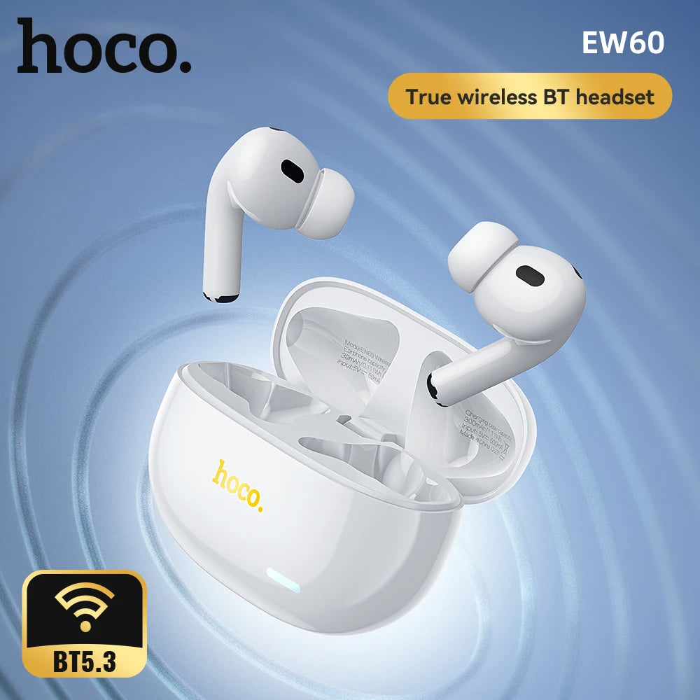 HOCO EW60 TWS Bluetooth Wireless Headphones - Waterproof Touch Control Earbuds with HD Mic for Smartphones