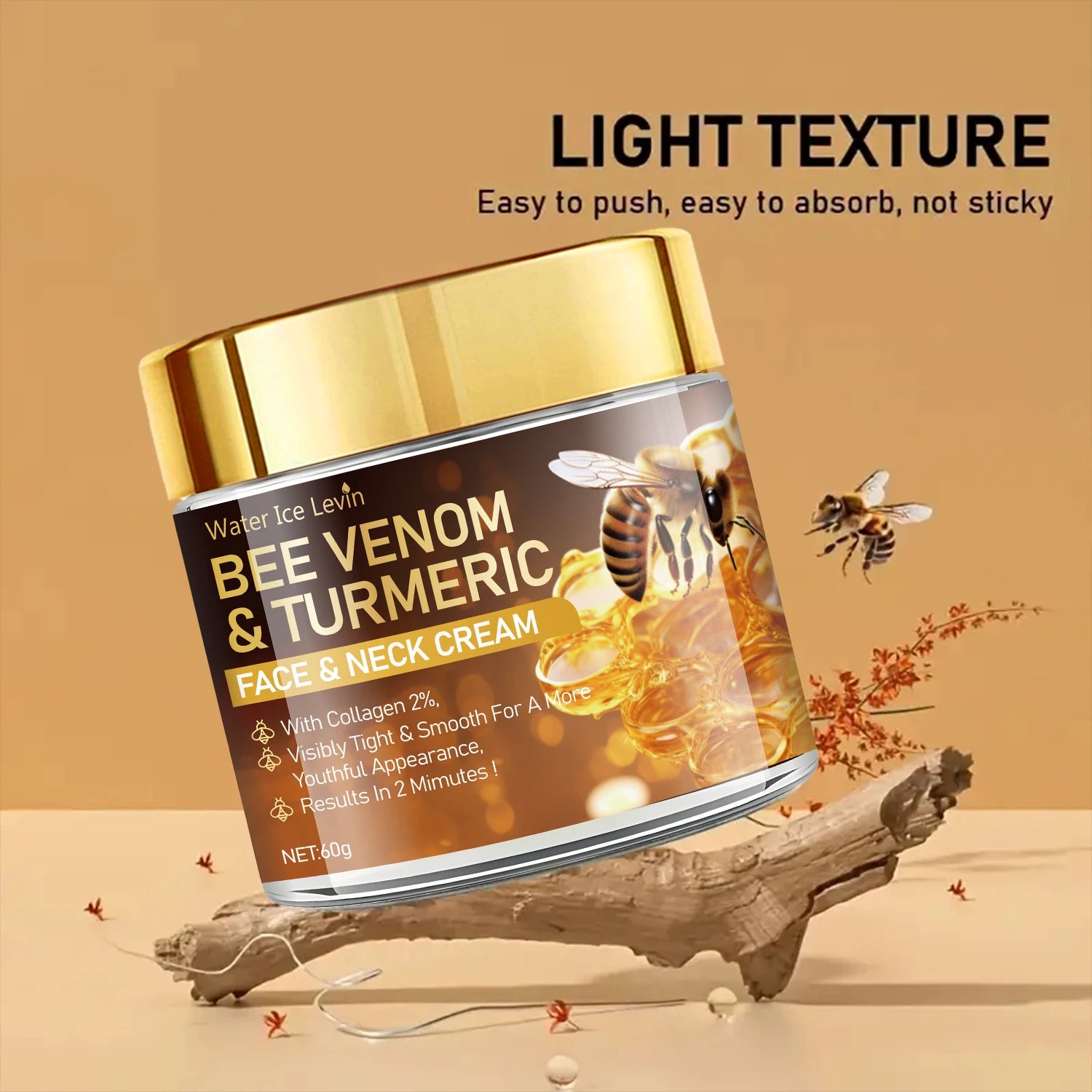 Bee Venom Firming and Lifting Cream - Hydrating Formula with Vitamin A, Collagen, Niacinamide and Vitamin E, Dry Appearance, Enhances Radiance