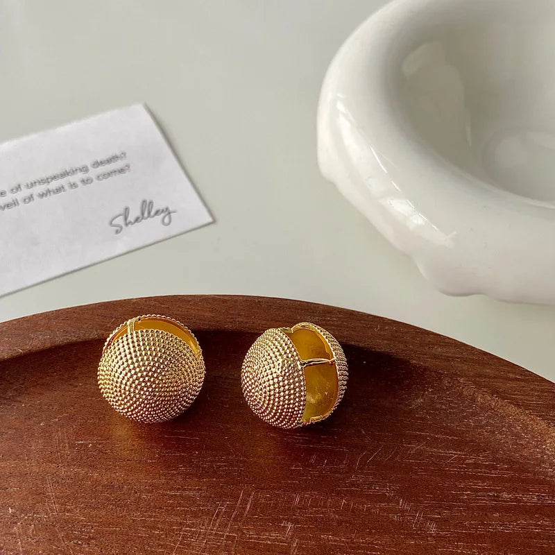 Fashion Gold Color Round Earrings for Women Trendy Geometric Wedding Engagement Romantic Earrings Party Girls Classic Jewelry