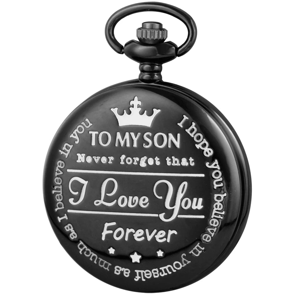 Best Gift Quartz Pocket Watch Chain To My Son Necklace Fob Watches Men Children's Day Kids Boy Gift Present Reloj De Bolsillo